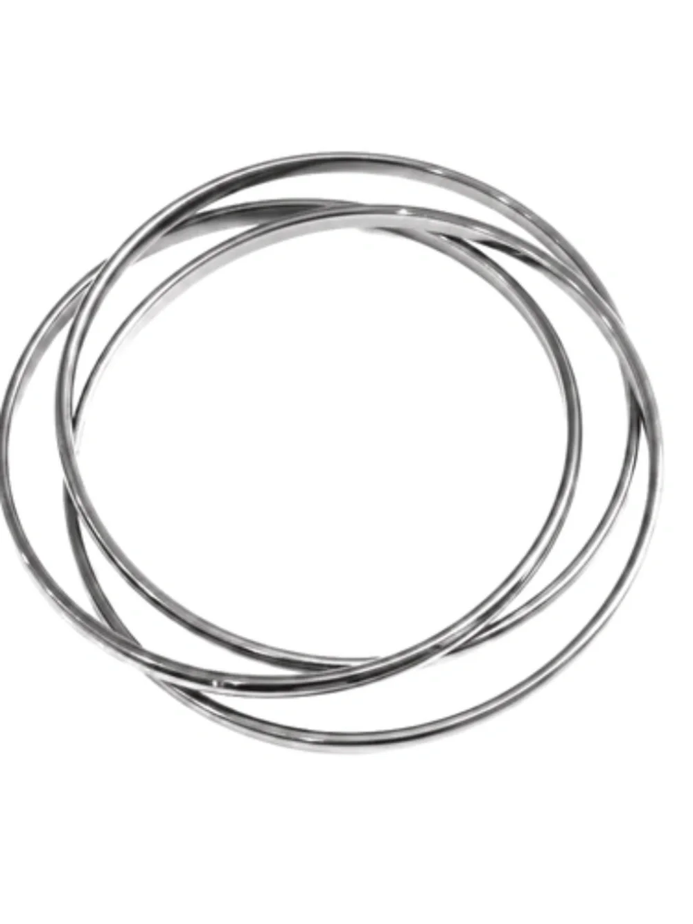 Womens Stainless Steel Interlocking Silver Bangle Bracelet